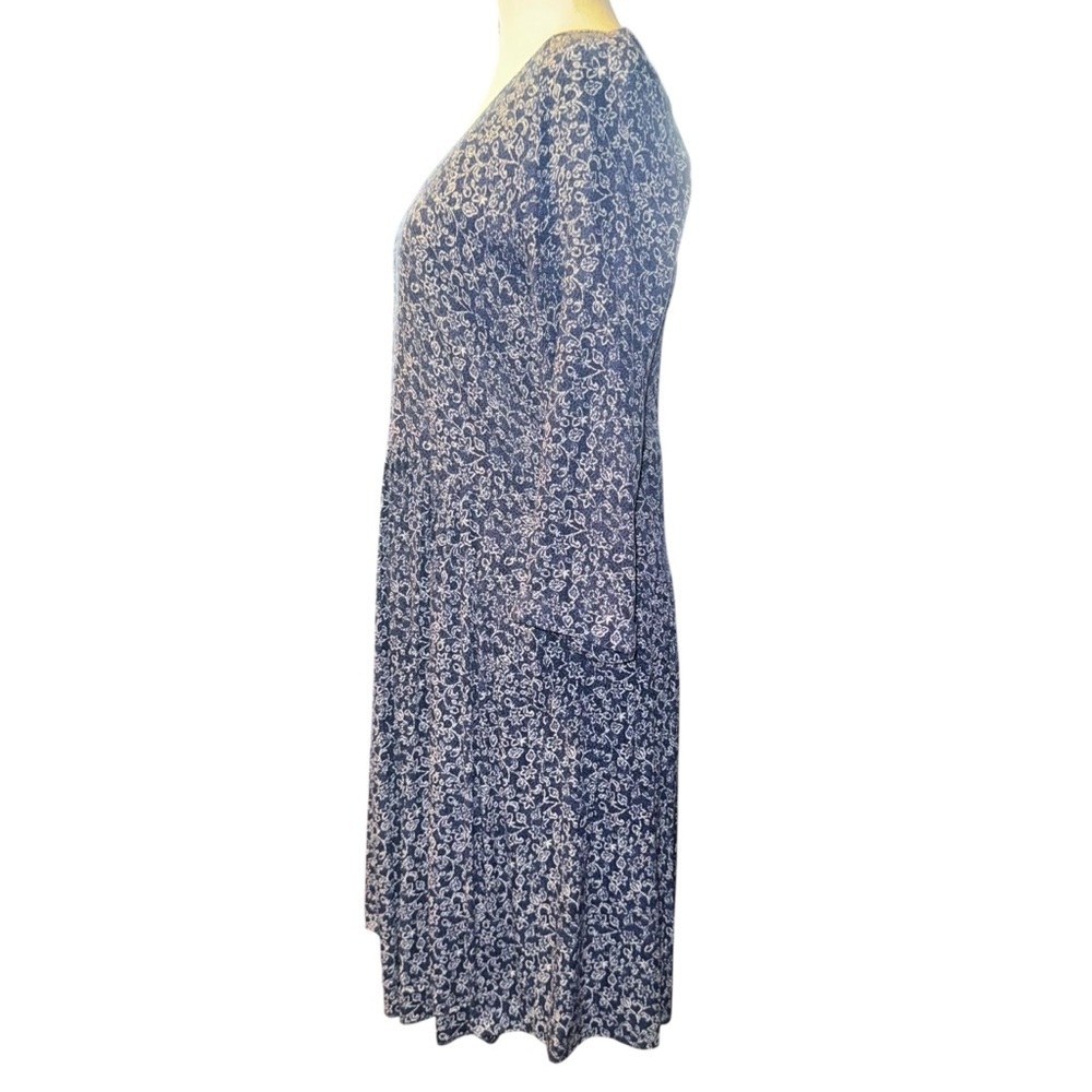 GARNET HILL Paisley V-Neck 3/4 Sleeves A-Line Lagenlook Boho Midi Dress Size 4 - Picture 9 of 16